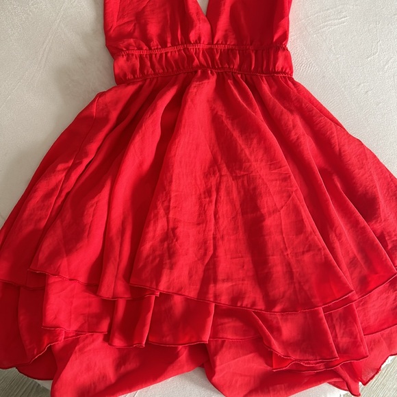 Red Ruffle Dress Size Small - Picture 3 of 6